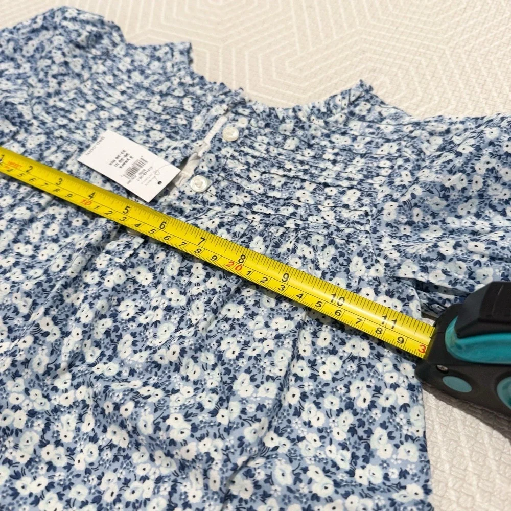 Baby GAP Toddler Girl‎ Dress 3T Blue Floral Cotton Puff Sleeve NWT Spring Summer